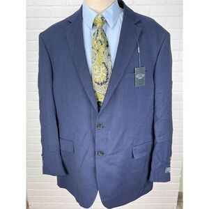 Pronto‎ Uomo Platinum Blazer 52R Blue Black Wool Stretch Suit Jacket Classic NWT